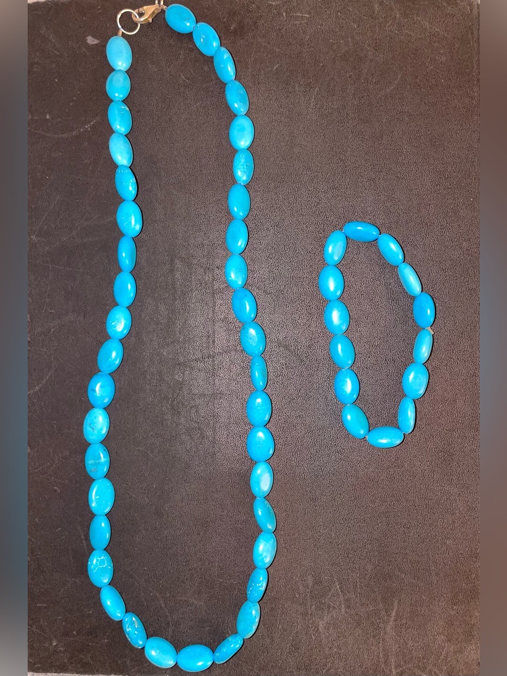 Turquoise Blue Bead Necklace and Bracelet Set